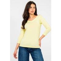 Love Lace Women's Everyday Cotton Elastane V Neck Blouse Style 224753 in Yellow | Size: S/M
