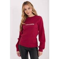 Love Lace Women's Embroidered Stripe Casual Pullover Blouse in Red | Size: Large/XL