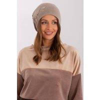 Love Lace Women's Warm Smooth Knit Fitted Winter Hat with Side Applique Decor Style in Beige