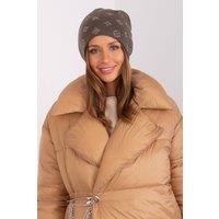 Love Lace Women's Cashmere Warm Winter Beanie Hat with Decorative Rhinestones in Dark Brown