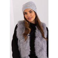 Love Lace Women's Warm Winter Cashmere Beanie Hat with Rhinestone Decoration Embellished in Grey