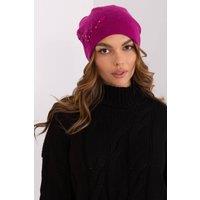 Love Lace Women's Warm Smooth Knit Winter Hat With Side Decorative Applique Cozy in Violet