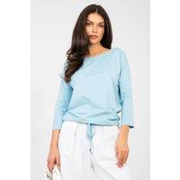 Love Lace Women's Cotton Elastane Tie Waist Casual Blouse in Blue | Size: Small