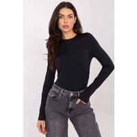 Love Lace Women's Fitted Long Sleeve Round Neck Blouse in Black | Size: XS