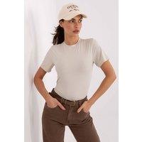 Love Lace Women's Minimalist Short Sleeve Casual Blouse in Beige | Size: Medium