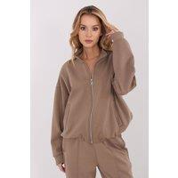 Love Lace Women's Casual Zip Front Blouse with Stand Collar in Beige