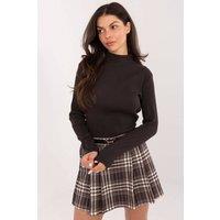 Love Lace Women's Ribbed Cotton Elastane Turtleneck Blouse Style 221686 in Brown