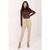 Love Lace Women's High Waist Tapered Tie Casual Trousers in Beige