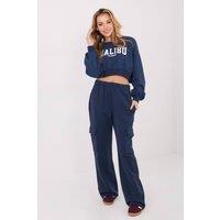 Love Lace Women's High Waisted Cotton Polyester Cargo Sweatpants in Blue