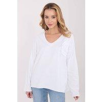 Love Lace Women's Casual Cotton Elastane V Neck Embroidered Blouse in White