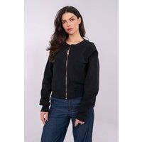 Love Lace Women's Casual Insulated Zip Front Pocket Sweatshirt in Black