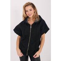 Love Lace Women's Cotton Zip Up Hooded Sweatshirt with Elastane in Black
