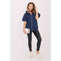 Love Lace Women's Cotton Elastane Hooded Zip Sweatshirt in Blue