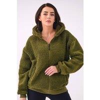 Love Lace Women's Casual Hooded Zipper Sweatshirt Sheep Style in Green | Size: Medium/Large