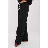 Love Lace Women's High Waist Wide Leg Sweatpants with Tie Waist in Black