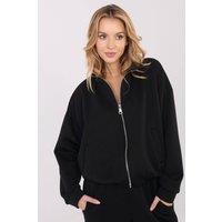 Love Lace Women's Casual Zip Stand Collar Sweatshirt with Pockets in Black