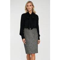 Love Lace Women's Viscose Scarf Tie Blouse with Wide Cuffs in Black | Size: 36