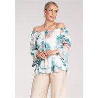 Love Lace Women's Spanish Wide Neck Blouse 3/4 Sleeve in White | Size: S/M