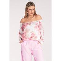 Love Lace Women's Spanish Wide Neckline Loose Blouse 3/4 in Pink | Size: S/M