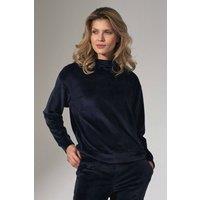 Love Lace Women's Velour Stand Up Collar Hoodie Loose Fit in Blue | Size: Medium