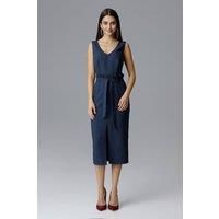 Love Lace Women's Fitted Sleeveless Cocktail Dress With Ruffle Belt in Blue | Size: Small