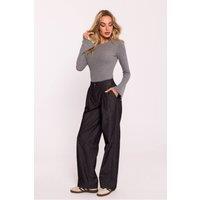 Love Lace Women's Cotton Wide Leg Trousers Elastic Waist in Grey | Size: XL