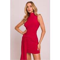 Love Lace Women's Elastic Cocktail Mini Dress with Hip Ties in Red | Size: Medium