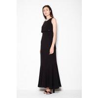 Love Lace Women's Simple Long Dress with Widened Hem Overlay in Black | Size: Large