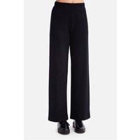 Love Lace Women's Ribbed Knit Trousers Elastic Waist Mid Rise in Black | Size: Medium