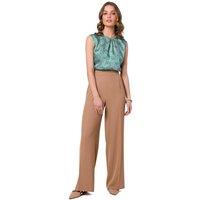 Love Lace Women's Wide Leg Trousers With Waist Darts & Pockets Style 177227 in Beige | Size: Small