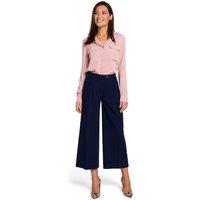 Love Lace Women's Loose One Color Culottes Trousers with Zipper in Blue | Size: Large