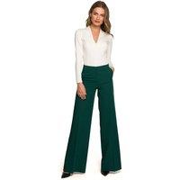 Love Lace Women's Low Rise Wide Cropped Flush Hem Pants in Green | Size: Large