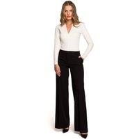 Love Lace Women's Low Rise Wide Leg Cropped Trousers in Black | Size: XL