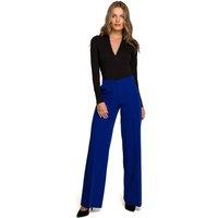 Love Lace Women's Low Rise Wide Cropped Trousers With Zip in Blue | Size: 2XL