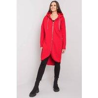 Love Lace Women's Asymmetrical Hem Hooded Zip Sweatshirt in Red | Size: Large/XL