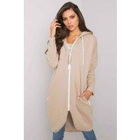 Love Lace Women's Zip Hooded Long Sleeve Extended Sweatshirt in Beige | Size: Large/XL