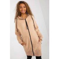 Love Lace Women's Zipped Hooded Extended Sleeve Sweatshirt in Beige | Size: Large/XL