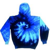 Colortone Men's Rainbow Tie Dye Pullover Hoodie in Blue | Size: Small