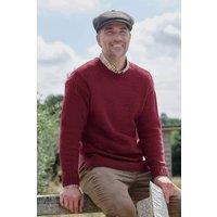 WoolOvers Men's Pure Wool Guernsey Jumper in Red | Size: Medium