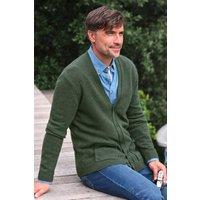WoolOvers Men's 100% Wool V Neck Cardigan in Green | Size: 2XL