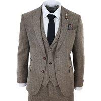 TruClothing Men's 3 Piece Herringbone Suit 281 in Light Brown | Size: 46R