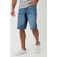 Threadbare Men's Baggy Fit Denim Shorts in Light Blue | Size: 34R