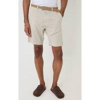 Threadbare Men's Linen Blend Shorts with Belt in Light Stone | Size: 32R