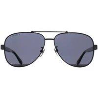 Gucci Men's Aviator Shiny Ruthenium Grey Mirror Polarized GG0528S
