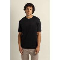 Larsson & Co Men's Gaia - Ribbed Knit Heavy T-Shirt in Black | Size: Medium