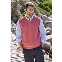 WoolOvers Men's Essential Cotton V Neck Slipover in Pink | Size: Large