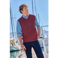 WoolOvers Men's Essential Cotton V Neck Slipover in Red | Size: Medium