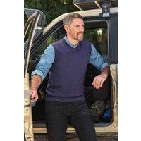 WoolOvers Men's Essential Cotton V Neck Slipover in Purple | Size: Large