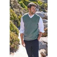 WoolOvers Men's Essential Cotton V Neck Slipover in Mint | Size: Large