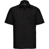 Russell Collection Men's Poplin Easy-Care Short-Sleeved Shirt in Black | Size: 17 inches